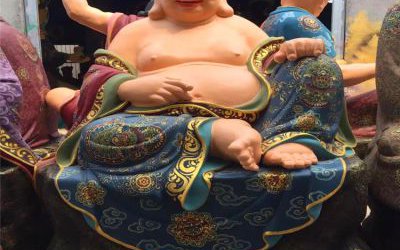 玻璃钢彩绘大型景观弥勒佛雕塑