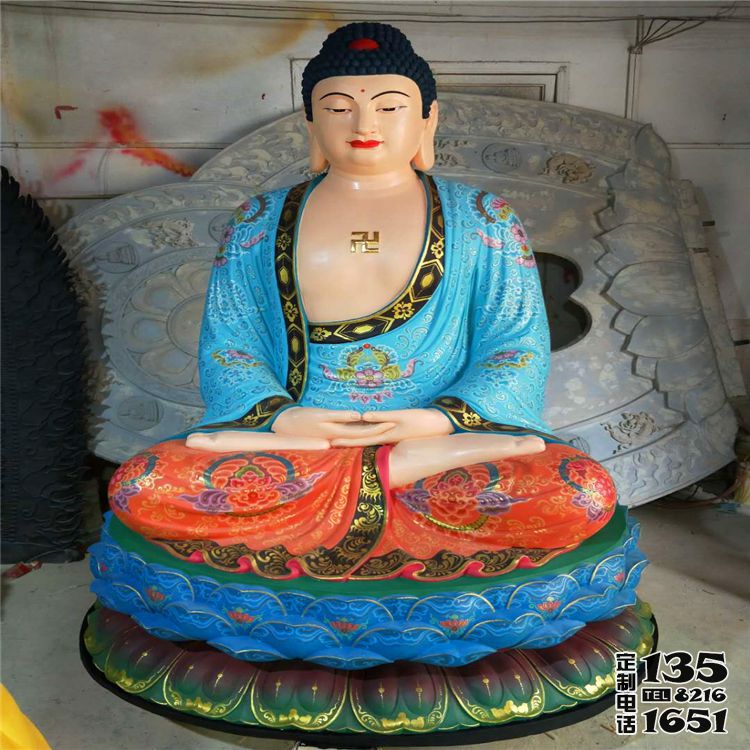 玻璃钢树脂彩绘庙宇供奉的三宝佛雕塑