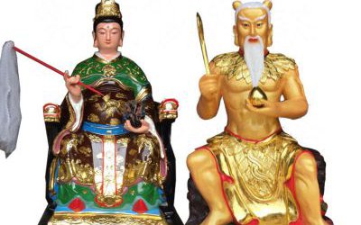 寺庙景区摆放女娲和伏羲玻璃钢彩绘雕塑