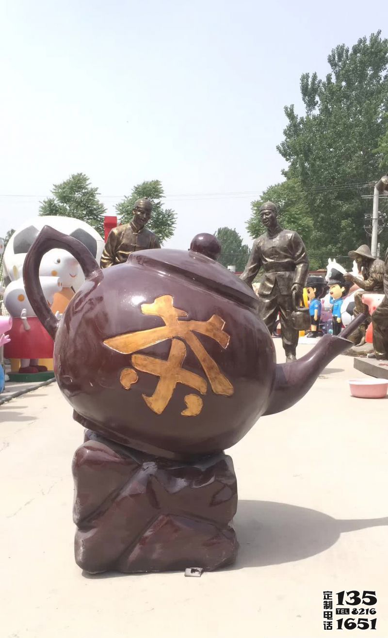 景区玻璃钢彩绘创意茶天壶雕塑