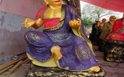 寺庙玻璃钢彩绘大型景观十八罗汉雕塑