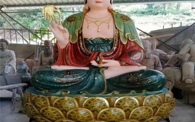 寺庙大型景观玻璃钢彩绘观音雕塑