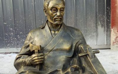 公园摆放工匠祖师鲁班玻璃钢仿铜雕塑