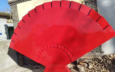 公园广场玻璃钢红色折扇雕塑