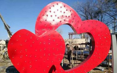 景区玻璃钢红色爱心雕塑