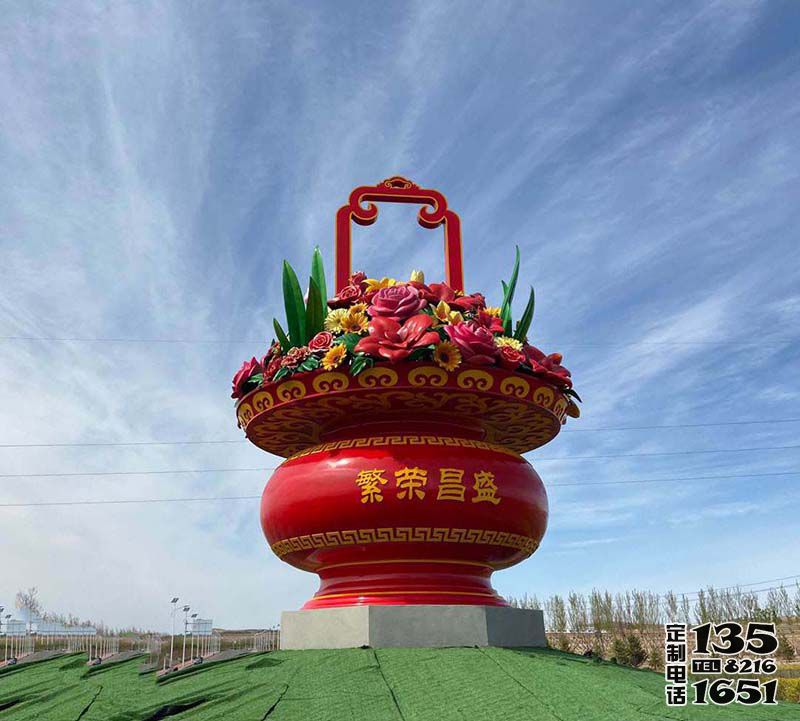 户外天安门广场大型玻璃钢彩绘花篮雕塑 户外天安门广场大型玻璃钢彩绘花篮雕塑