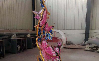 庭院美陈装饰品玻璃钢创意彩绘蝴蝶雕塑