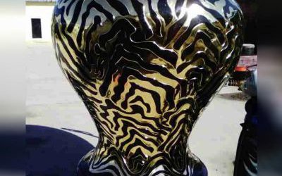 酒店装饰漆金玻璃钢花瓶雕塑