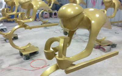 学院玻璃钢抽象人物骑自行车玻璃钢雕塑