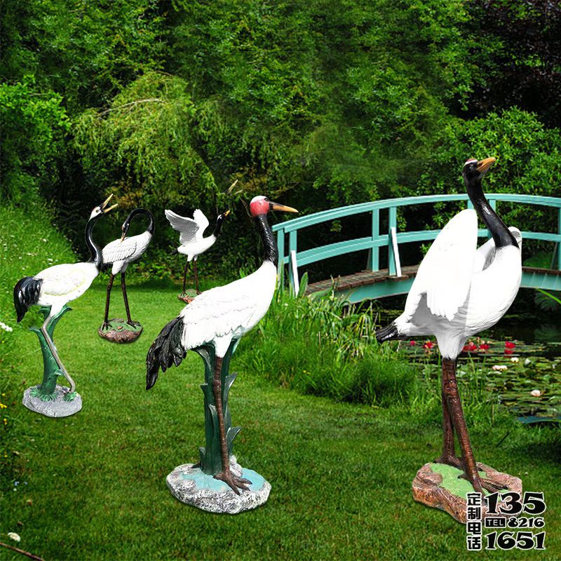 户外园林景观装饰品玻璃钢仿真仙鹤雕塑