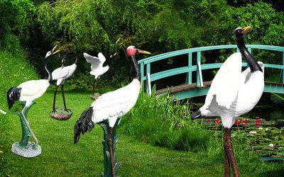 户外园林景观装饰品玻璃钢仿真仙鹤雕塑