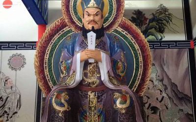 玻璃钢彩绘寺庙大型景观佛像三官雕塑