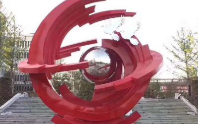 公园创意抽象的玻璃钢球工艺品雕塑