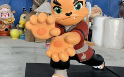 游乐场摆放玻璃钢卡通功夫老虎造型雕塑