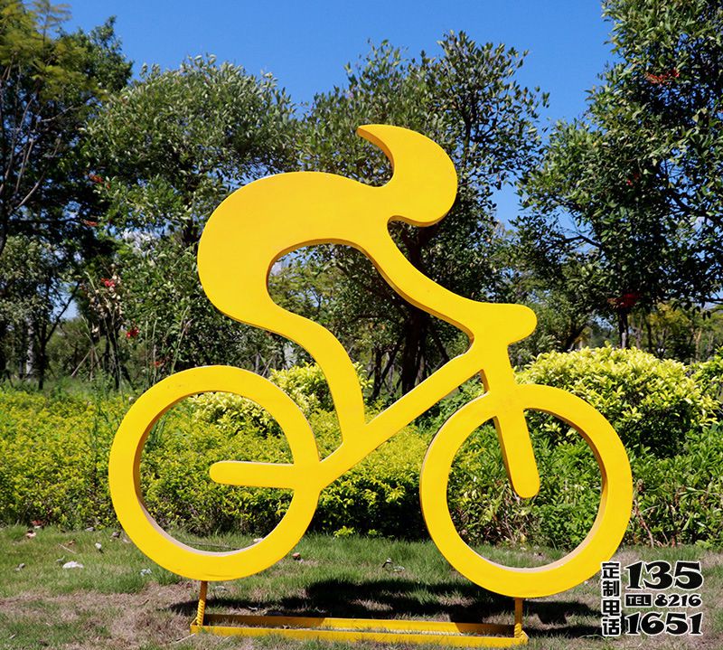 景区骑车玻璃钢抽象运动雕塑