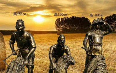 广场收麦干农活人物玻璃钢铜雕塑