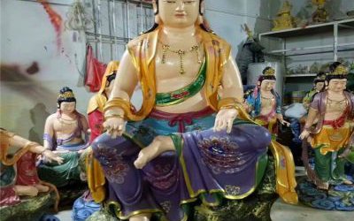 景区寺庙供奉大型玻璃钢彩绘观音雕塑