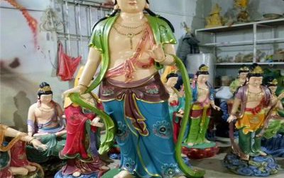 玻璃钢彩绘寺庙大型站立的观音雕塑