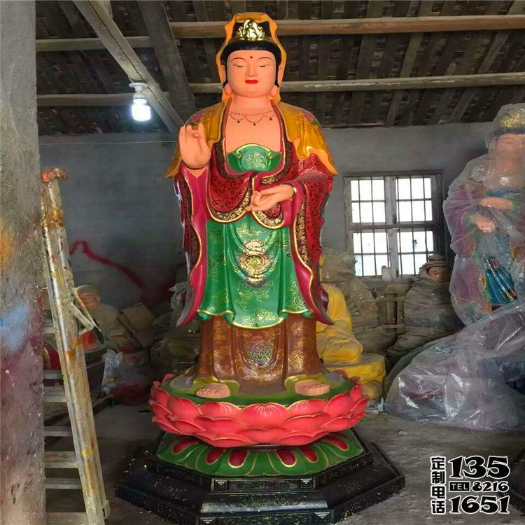 景区玻璃钢彩绘神佛供奉西方三圣雕塑 景区玻璃钢彩绘神佛供奉西方三圣雕塑