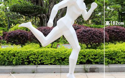 广场抽象玻璃钢几何运动跑步雕塑