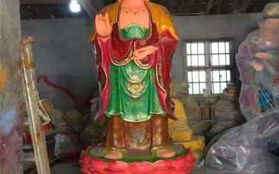 景区玻璃钢彩绘神佛供奉西方三圣雕塑