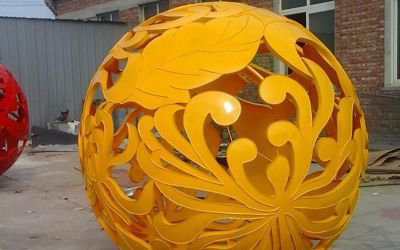 公园玻璃钢镂空球雕塑