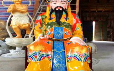 玻璃钢彩绘创意大型寺庙马王爷雕塑