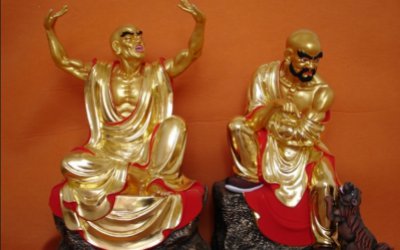 玻璃钢彩绘景区寺庙十八罗汉雕塑