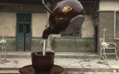 户外景区大型玻璃钢仿铜天壶雕塑