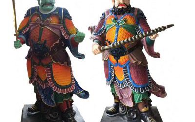 宗教寺院摆放四大天王玻璃钢彩绘神像雕塑