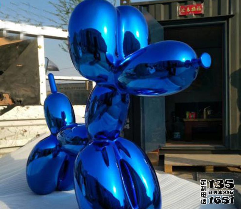 广场大型气球玻璃钢蓝色抽象狗雕塑