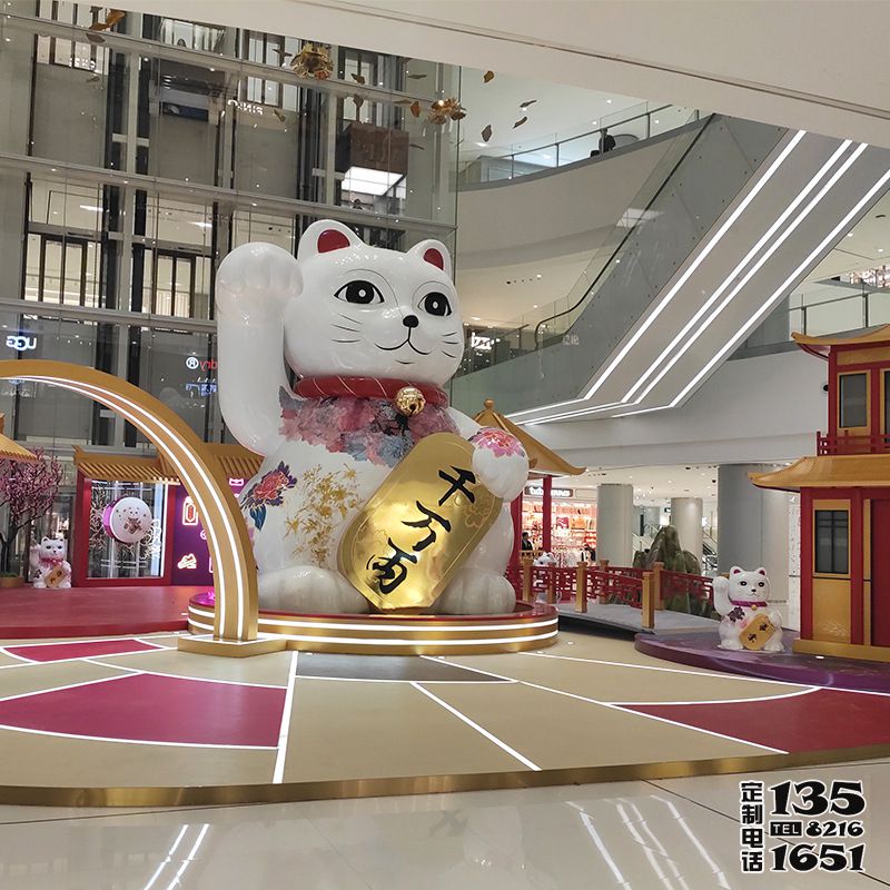 大型商场摆放玻璃钢卡通招财猫雕塑 大型商场摆放玻璃钢卡通招财猫雕塑