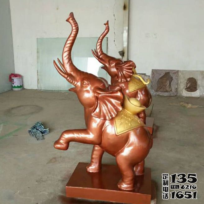 庭院玻璃钢仿铜镇宅招财大象雕塑 庭院玻璃钢仿铜镇宅招财大象雕塑