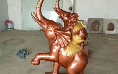 庭院玻璃钢仿铜镇宅招财大象雕塑