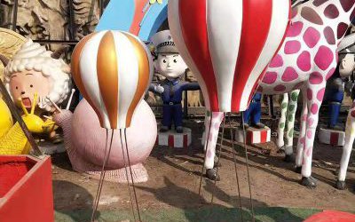 动物园创意玻璃钢彩绘童趣气球雕塑