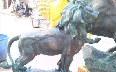 玻璃钢仿铜别墅小区庭院镇宅狮子雕塑