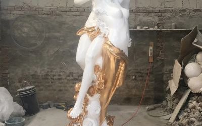 欧式花园玻璃钢亲吻的西方爱神雕塑