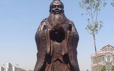 学校教育家孔子玻璃钢仿铜雕塑