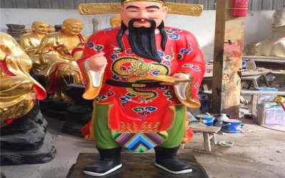 玻璃钢彩绘大型人物景观判官雕塑