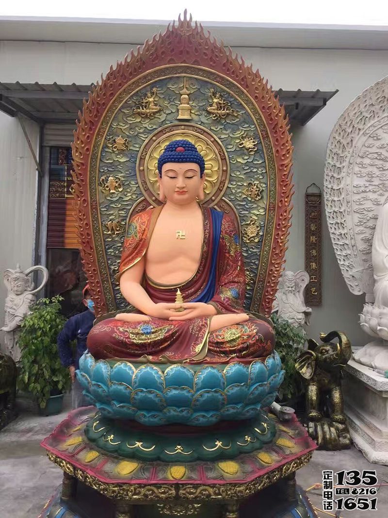 玻璃钢彩绘寺庙供奉如来佛祖雕塑 玻璃钢彩绘寺庙供奉如来佛祖雕塑
