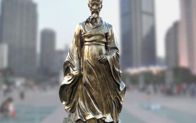 学院玻璃钢仿铜杰出诗人屈原雕塑像