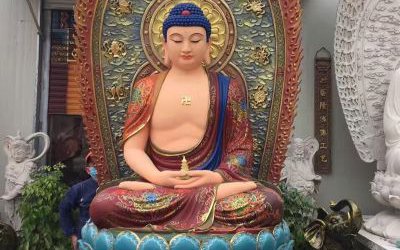 玻璃钢彩绘寺庙供奉如来佛祖雕塑