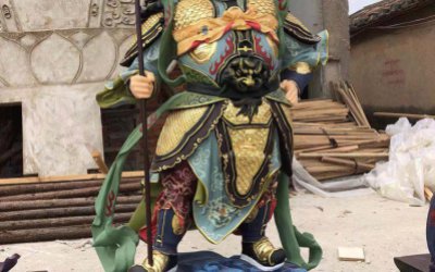 庙宇玻璃钢彩绘多闻天王雕塑