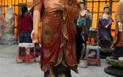 寺庙玻璃钢彩绘创意三圣佛雕塑