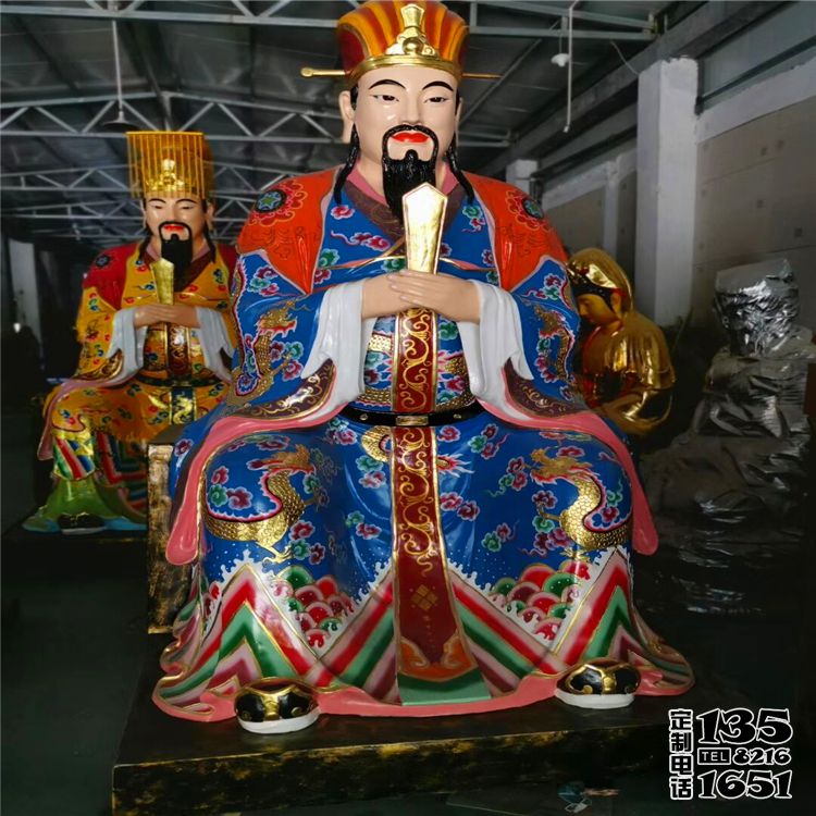 玻璃钢彩绘寺庙神佛泰山神东岳大帝雕塑