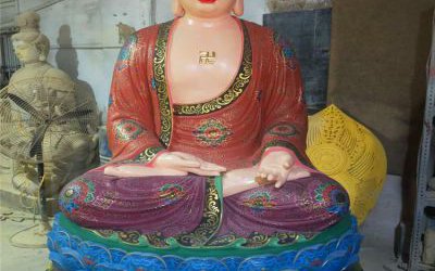 玻璃钢彩绘户外景区大型供奉神佛三宝佛雕塑