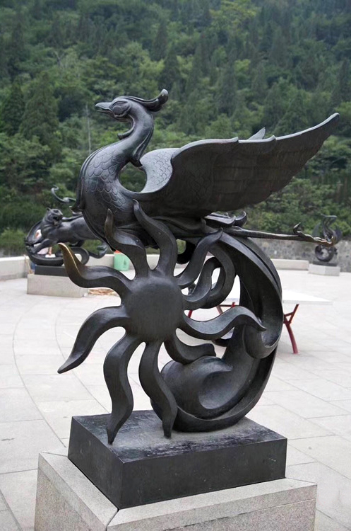 景区摆放玻璃钢抽象朱雀雕塑 景区摆放玻璃钢抽象朱雀雕塑