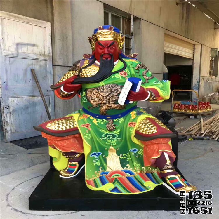 寺庙大型景观玻璃钢彩绘关公雕塑 寺庙大型景观玻璃钢彩绘关公雕塑