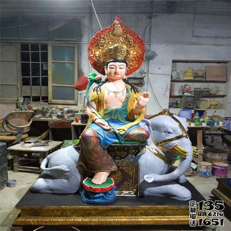 玻璃钢彩绘寺庙人物景观佛像文殊普贤雕塑 玻璃钢彩绘寺庙人物景观佛像文殊普贤雕塑