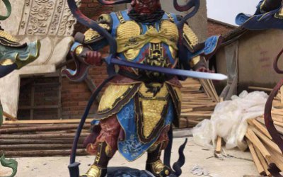 寺庙玻璃钢彩绘增长天王雕塑